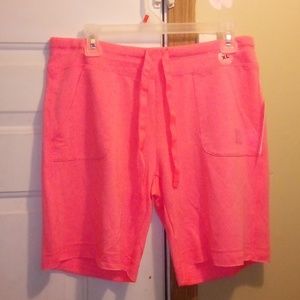 🆕NeoN Pink Half jogging pants style elastic waist & tie-up shorts **@Size: XL**